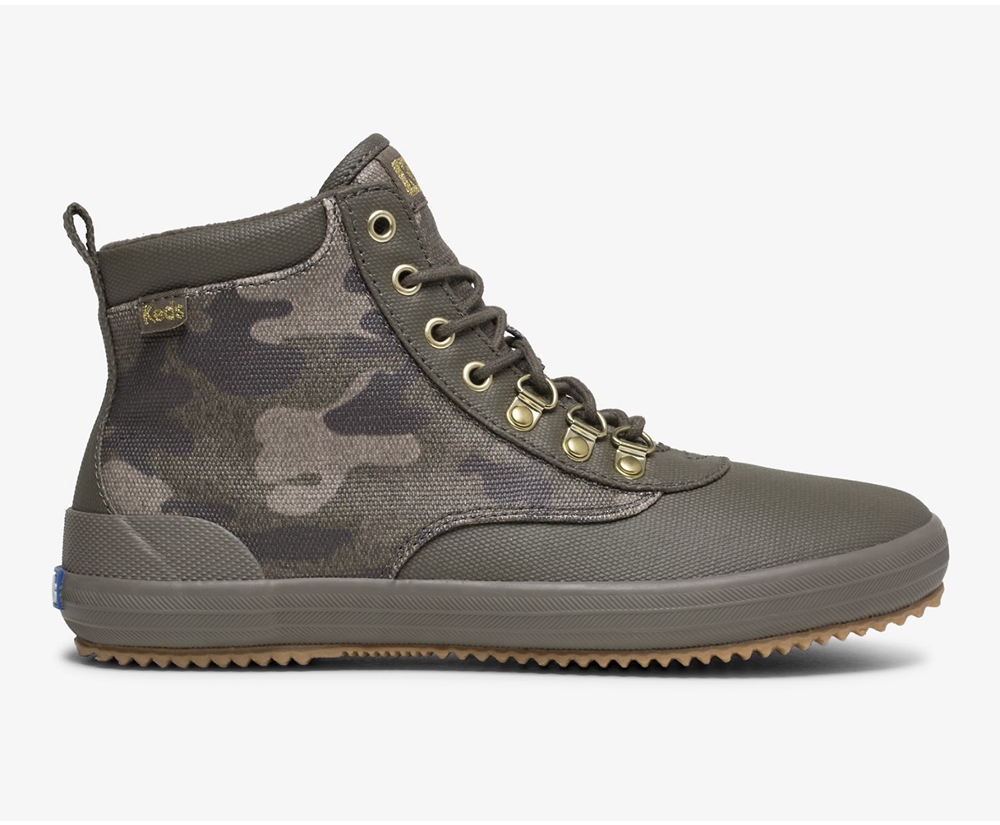 Keds Boots Olive - Scout II Water-Resistant Camo Canvas w/ Thinsulate™ - Womens FWRPJD-647